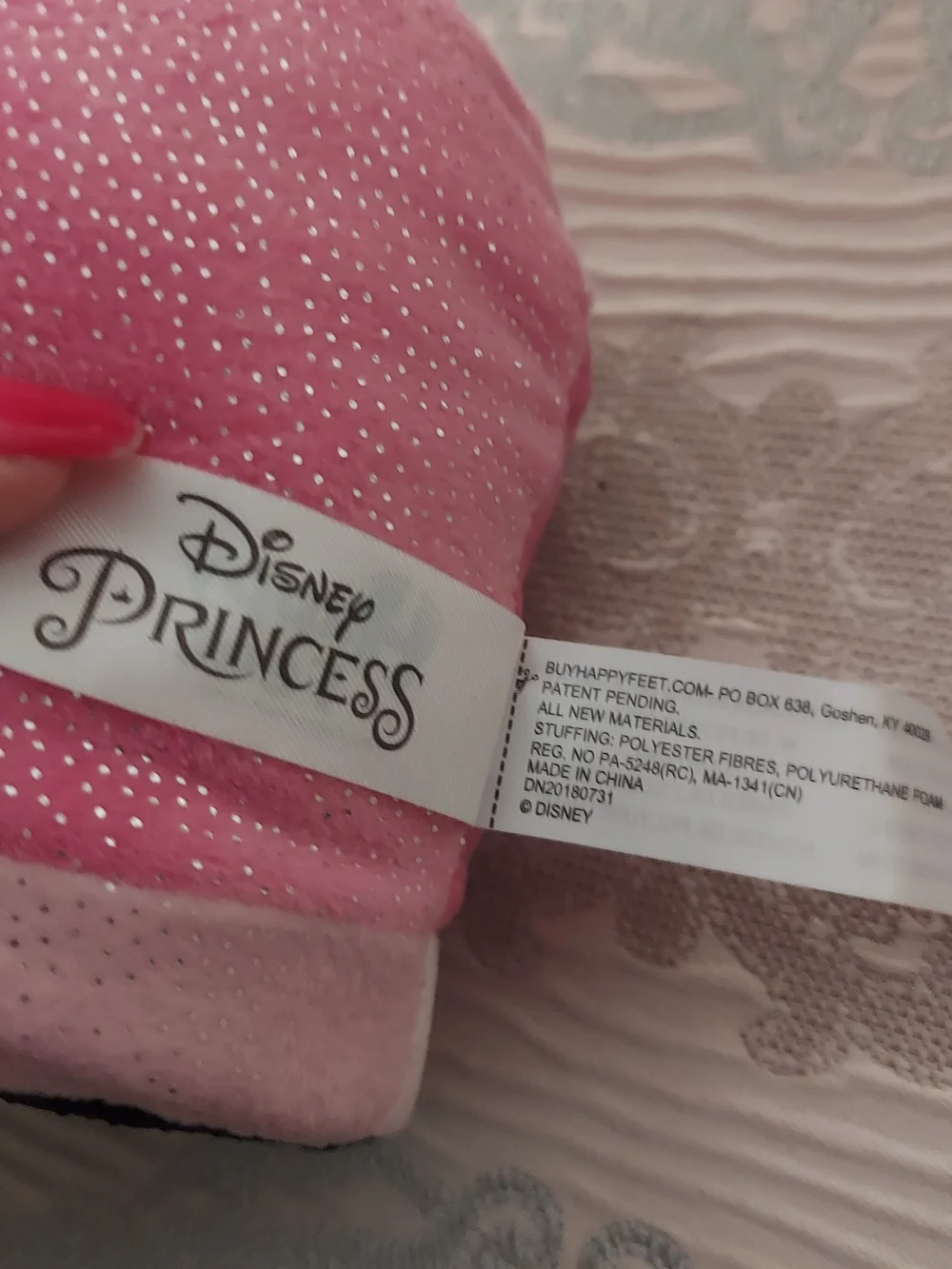 Girls Plush Character Slippers in Pink and Yellow